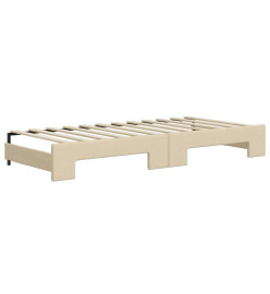 Lit de jour avec gigogne et matelas crème 100x200 cm tissu