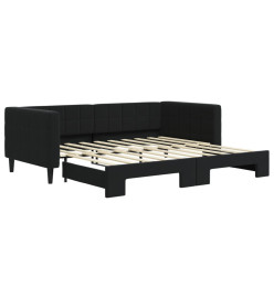 Lit de jour avec lit gigogne noir 90x190 cm velours