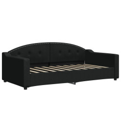 Lit de jour avec gigogne et matelas noir 90x190 cm tissu