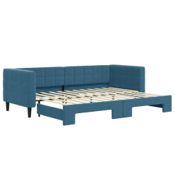 Lit de jour avec lit gigogne bleu 80x200 cm velours