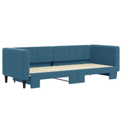 Lit de jour avec lit gigogne bleu 80x200 cm velours