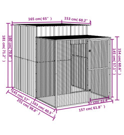 Poulailler avec cour anthracite 165x251x181 cm acier galvanisé