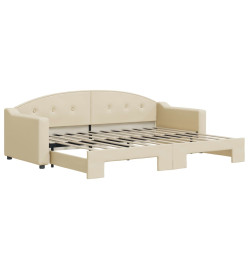 Lit de jour avec lit gigogne crème 80x200 cm tissu