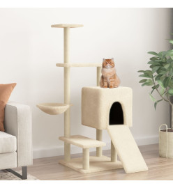 Arbre à chat avec griffoirs en sisal crème 130,5 cm