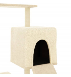 Arbre à chat avec griffoirs en sisal crème 130,5 cm