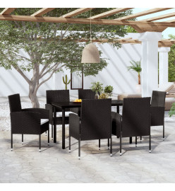 Ensemble de salle à manger de jardin 7 pcs Noir