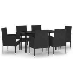 Ensemble de salle à manger de jardin 7 pcs Noir