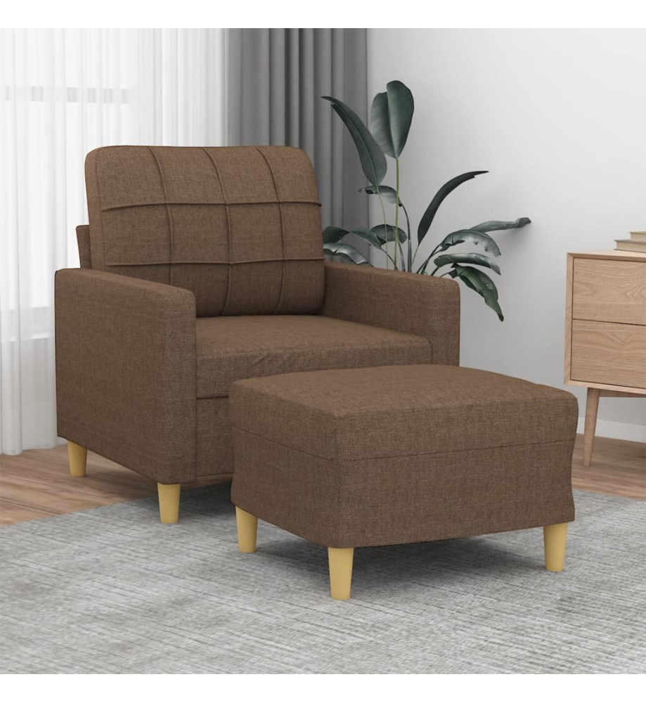 Fauteuil avec repose-pied Marron 60 cm Tissu