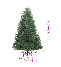 Sapin de Noël artificiel à charnières avec support vert 120 cm