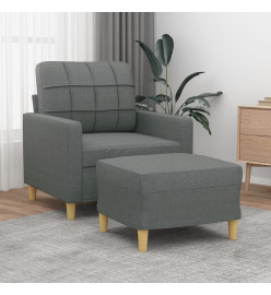 Fauteuil avec repose-pied Gris foncé 60 cm Tissu