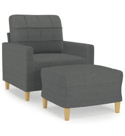 Fauteuil avec repose-pied Gris foncé 60 cm Tissu