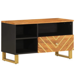 Meuble TV marron et noir 80x33,5x46 cm bois massif de manguier