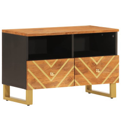 Meuble TV marron et noir 70x33,5x46 cm bois massif de manguier