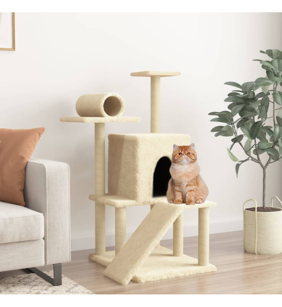 Arbre à chat avec griffoirs en sisal crème 110,5 cm