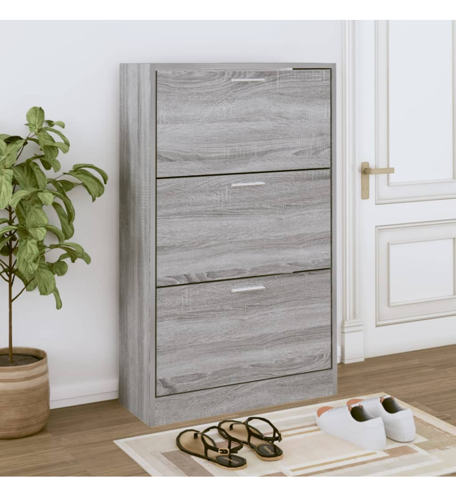 Armoire à chaussures Sonoma gris 63x24x103 cm Bois d'ingénierie