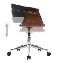 Chaise pivotante de bureau Noir Bois courbé et similicuir