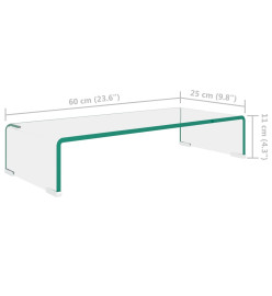 Meuble TV / pour moniteur 60 x 25 x 11 cm Verre transparent