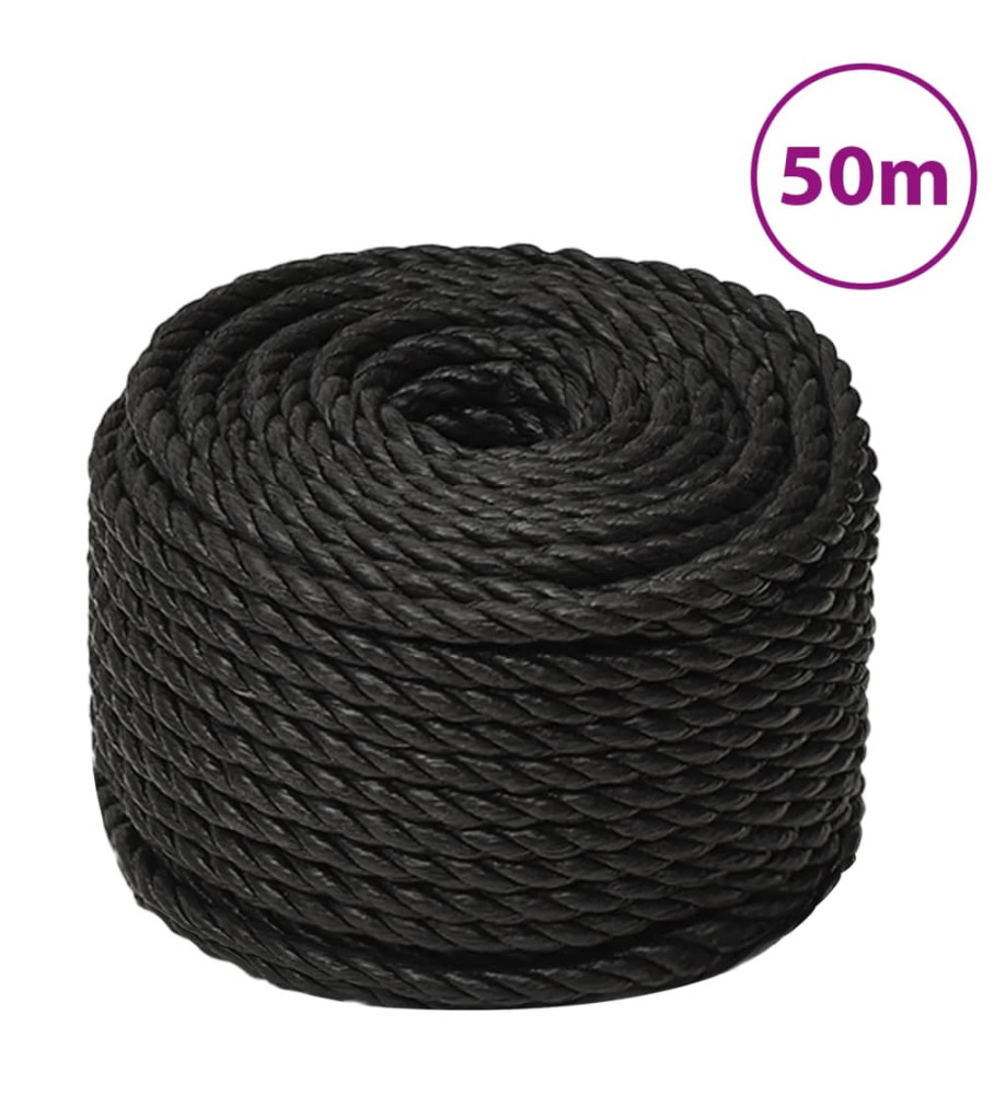 Corde de travail Noir 10 mm 50 m polypropylène