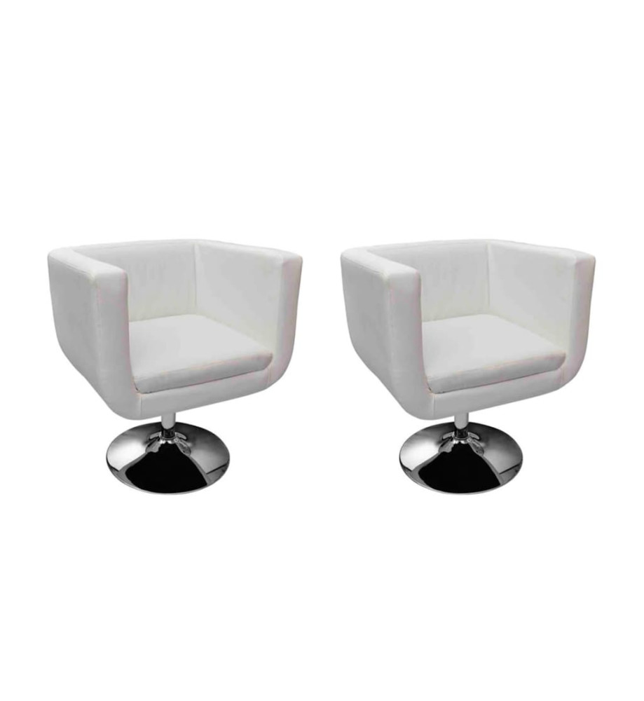 Chaises de bar lot de 2 blanc similicuir