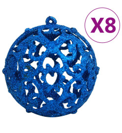 Ensemble de boules de Noël 111 pièces bleu polystyrène