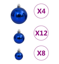 Ensemble de boules de Noël 111 pièces bleu polystyrène