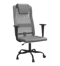 Chaise de bureau gris tissu en maille et similicuir