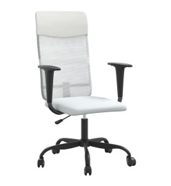 Chaise de bureau blanc tissu en maille et similicuir