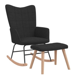 Chaise à bascule avec tabouret Noir Tissu