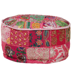 Pouf rond en coton en patchwork fait à la main 40 x 20 cm Rose