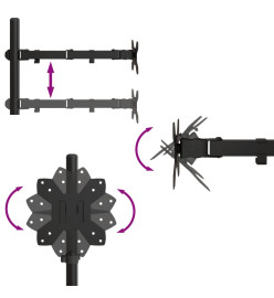 Support de moniteur noir acier VESA 75/100 mm