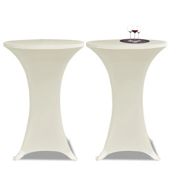 Housse de table Ø 70 cm Crème extensible 2 pcs