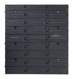 Kit de bacs de stockage et panneaux muraux 48 pcs Bleu et noir