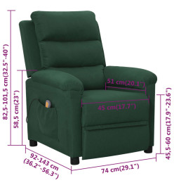 Fauteuil de massage Vert foncé Tissu