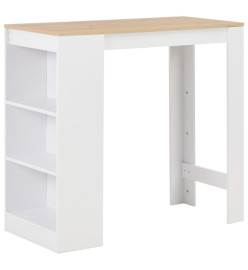 Table de bar avec étagère Blanc 110x50x103 cm