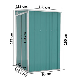 Remise de jardin murale Vert 118x100x178 cm Acier galvanisé