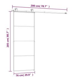 Porte coulissante avec kit de quincaillerie 76x205 cm Verre ESG