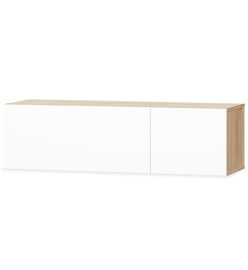 Meuble TV 2 pcs Aggloméré 120x40x34 cm Chêne et blanc brillant