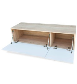 Meuble TV 2 pcs Aggloméré 120x40x34 cm Chêne et blanc brillant