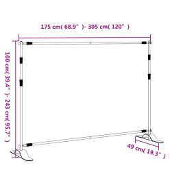 Supports de toile de fond 2 pcs noir 305x243 cm acier