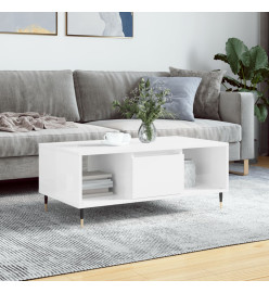 Table basse Blanc brillant 90x50x36,5 cm Bois d'ingénierie