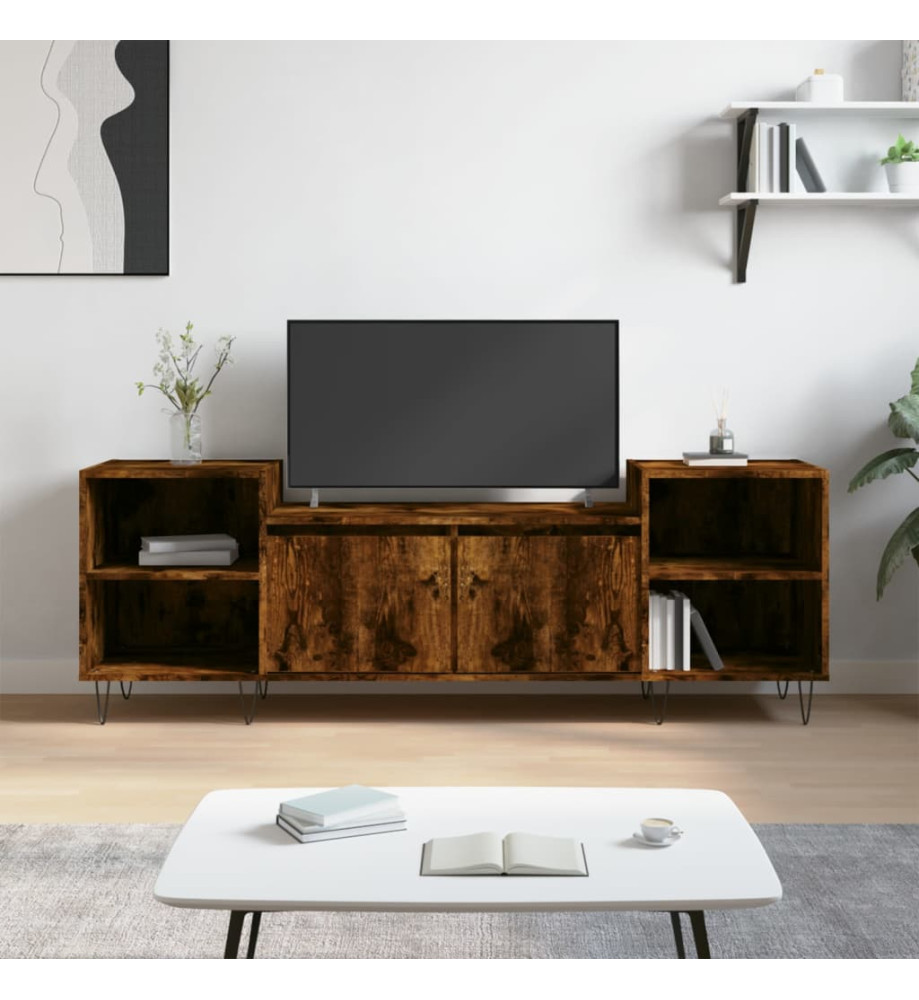 Meuble TV Chêne fumé 160x35x55 cm Bois d'ingénierie