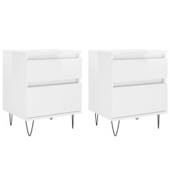 Tables de chevet 2 pcs blanc brillant 40x35x50 cm