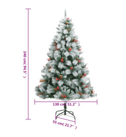 Sapin de Noël artificiel avec pommes de pin et baies 240 cm