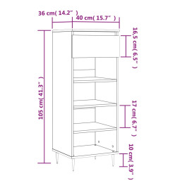 Armoire à chaussures Chêne fumé 40x36x105 cm Bois d'ingénierie