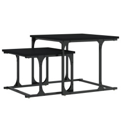 Table basse gigogne 2 pcs noir bois d'ingénierie