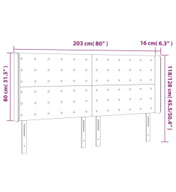 Tête de lit à LED Noir 203x16x118/128 cm Tissu