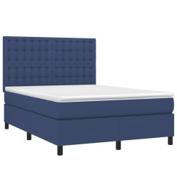 Lit à sommier tapissier avec matelas Bleu 140x190 cm Tissu