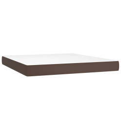 Sommier tapissier et matelas et LED Marron 180x200cm Similicuir