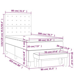 Lit à sommier tapissier avec matelas Taupe 80x200 cm Tissu