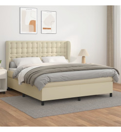 Lit à sommier tapissier avec matelas Crème 180x200cm Similicuir